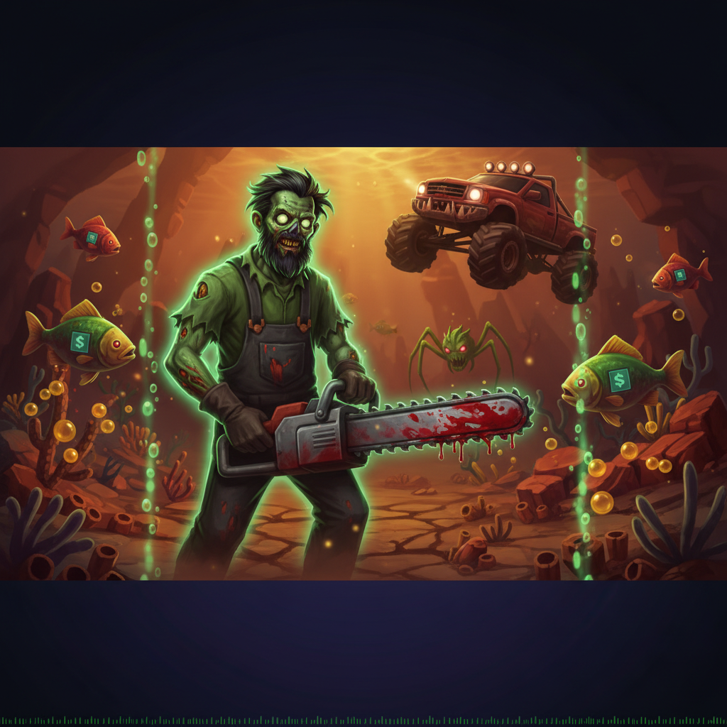 Big Bass Halloween 2 Zombie-Fischer mit Kettensäge, Horror-Fishing-Slot mit Monster-Truck, Unterwasser-Halloween-Thema